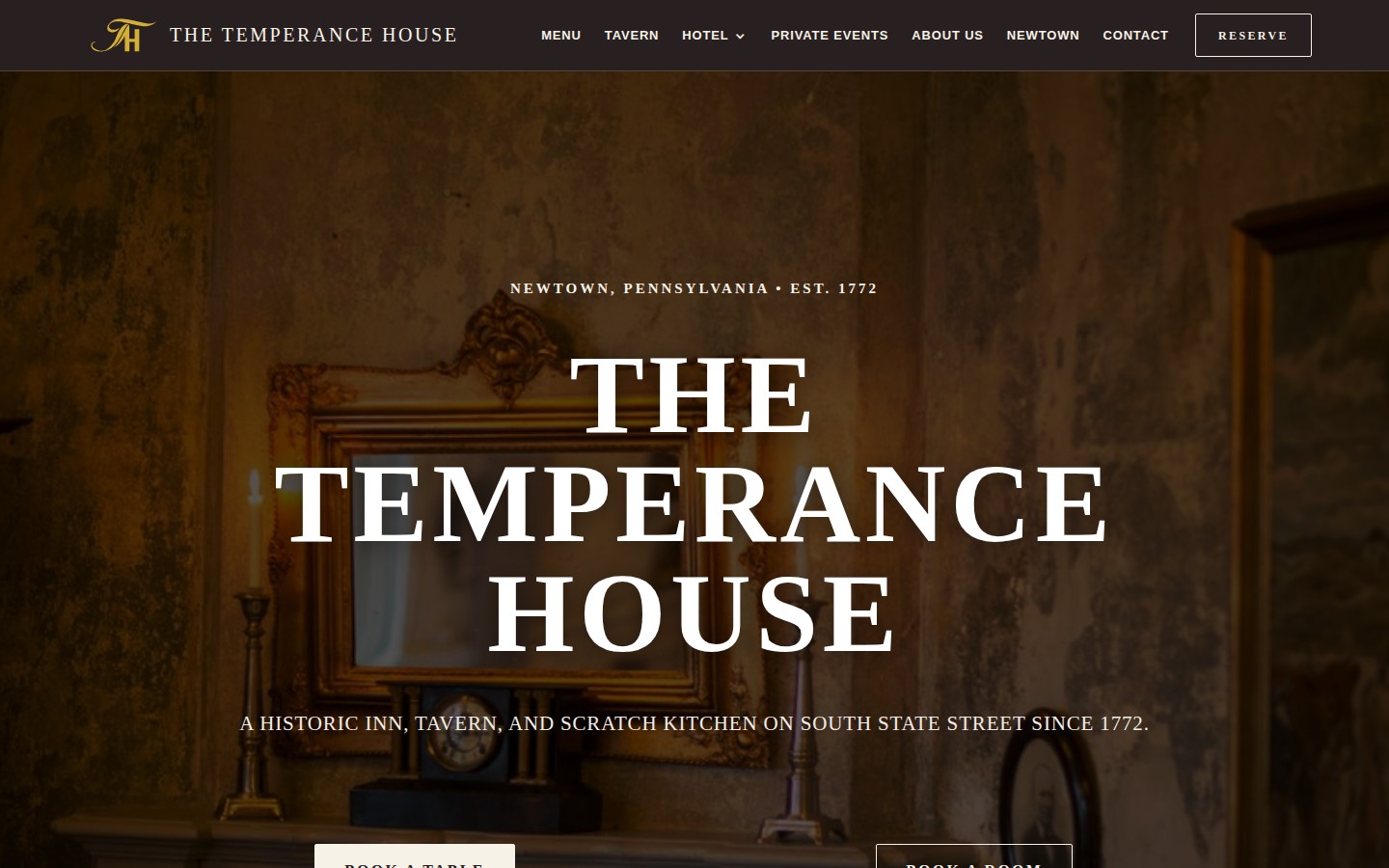 The Temperance House — homepage hero
